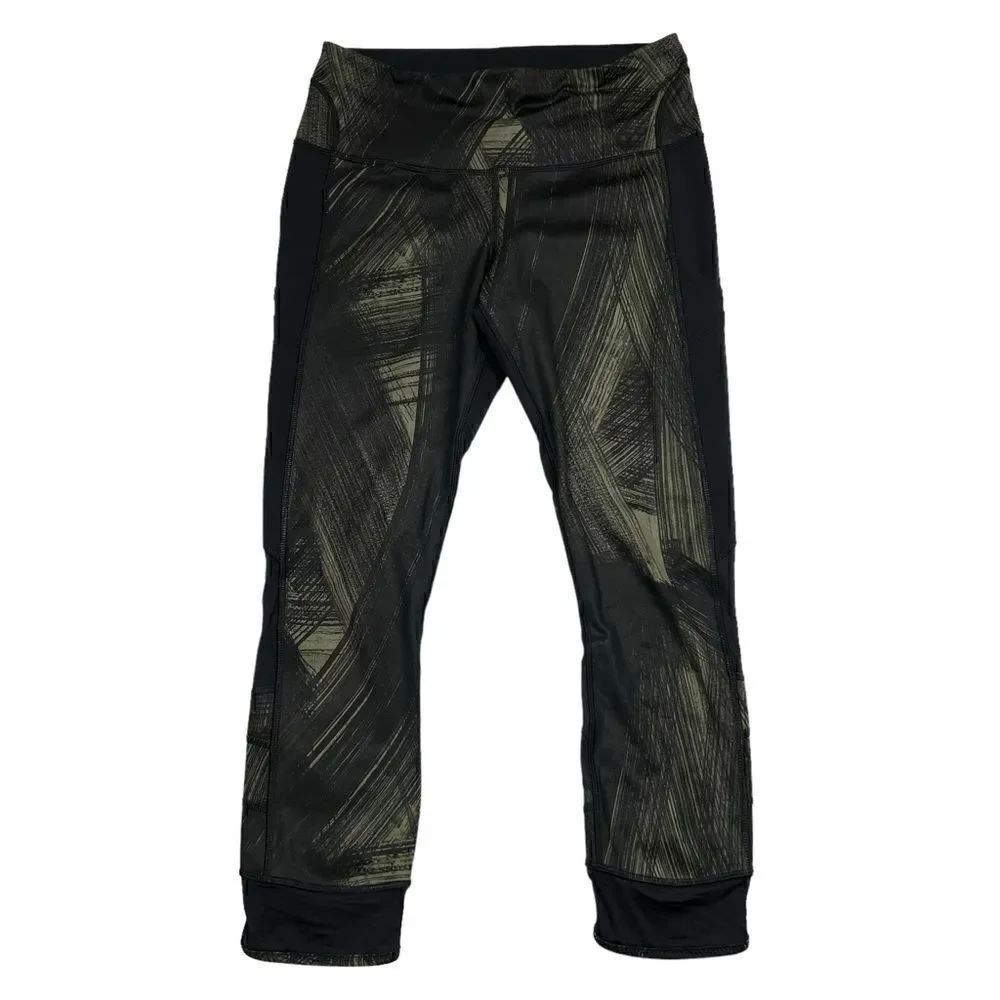 Lululemon Fresh Mesh Run Crop Wind Chill Fatigue Green Size 8